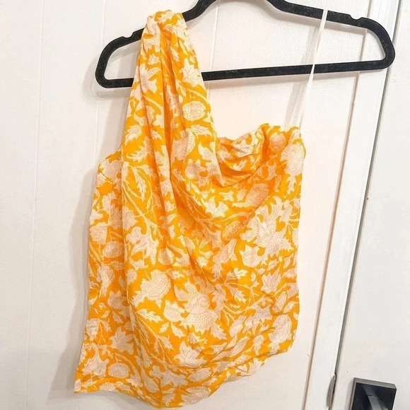 Charina Sarte orange botanica knotted one shoulder top size Small - Picture 5 of 9
